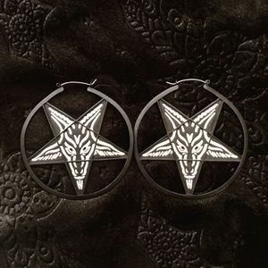 Blackcraft cult pentagram baphomet earrings